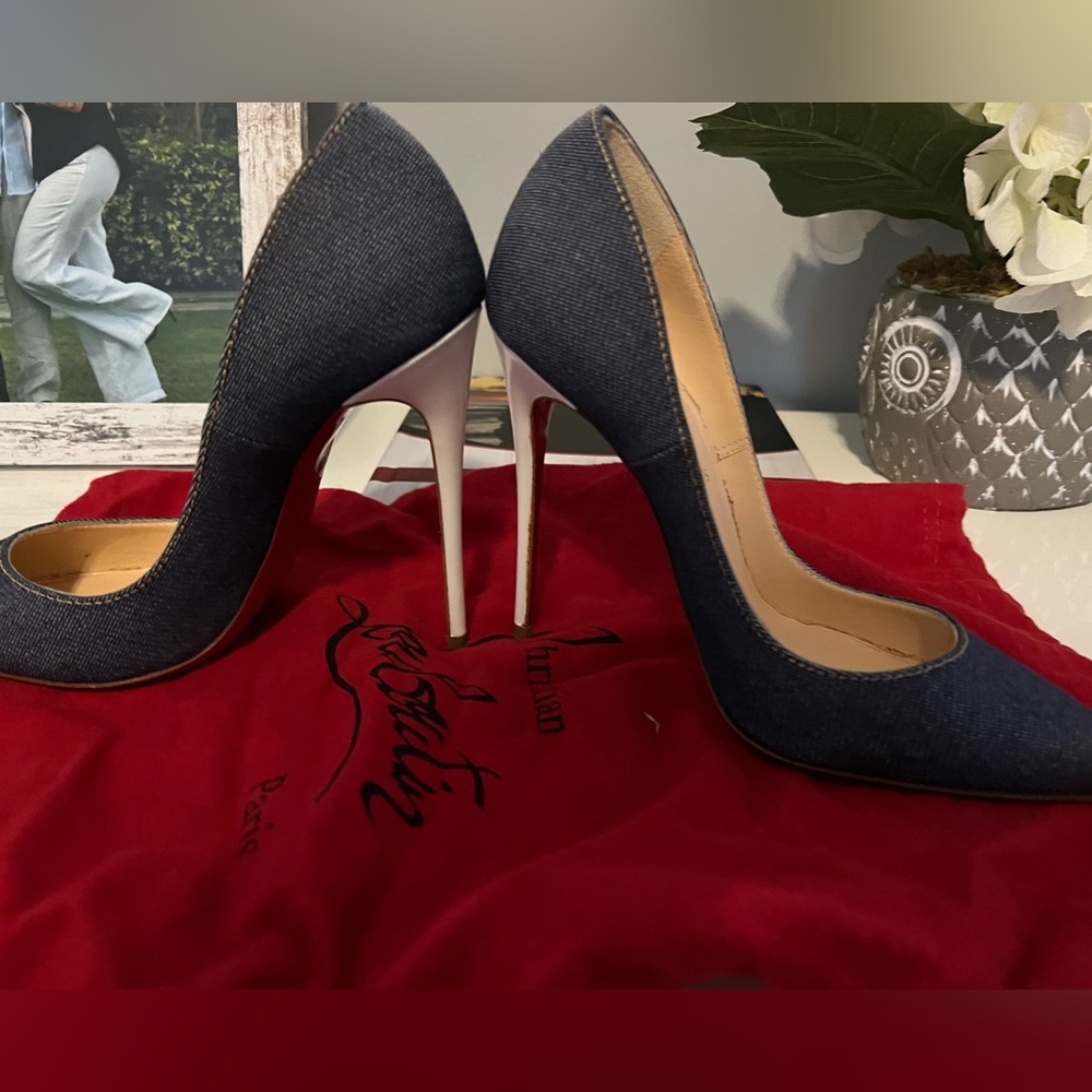 Christian Louboutain denim heels